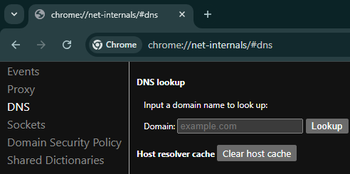 Chrome://Net-Internals/#Dns